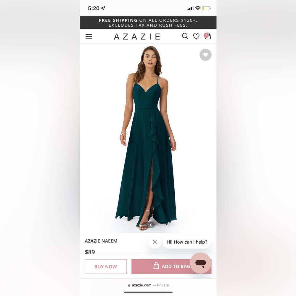 Azazie Naeem
Dress Color: Pine